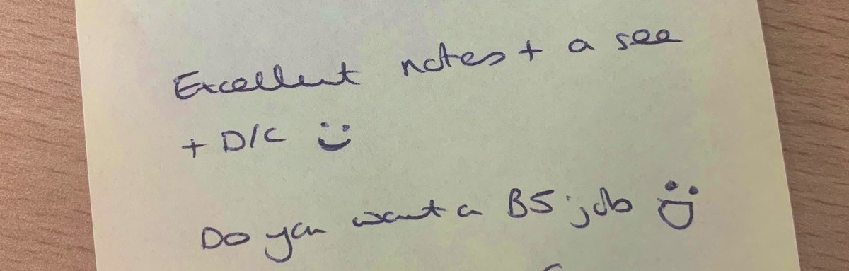 EmJ6789's tweet photo. Post-it’s play a role in reminding. I received this one after getting my notes countersigned by the Band 7 Clinical Lead Physio- I would say it’s a huge compliment &amp; one that will remind me- I’m doing an alright job! #mskoutpatients #physiotherapy #studentphysio https://t.co/Hf1pkr5Nxm