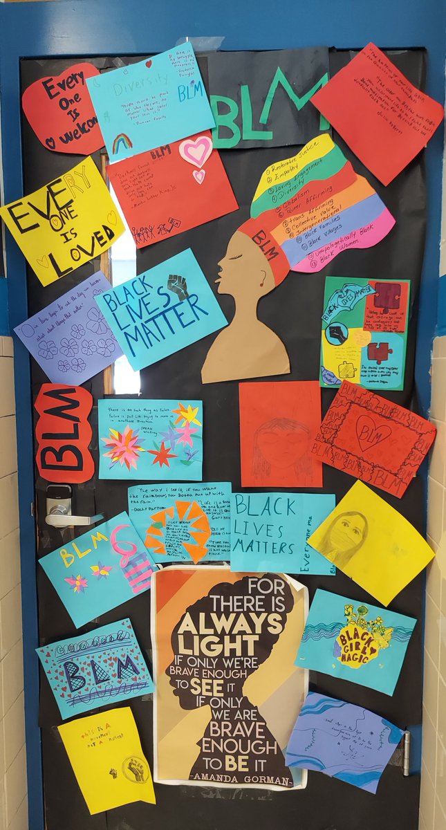 Cherokee_MMSD_'s tweet photo. CHMS takes action and stands with Black scholars, staff, and families-in  February and every month. As part of our BHM learning, scholars in every class created displays to share about what they learned. https://t.co/UcIvvpPUxm