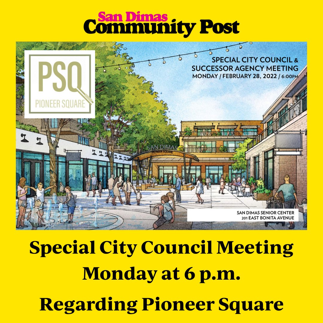 SDCPost's tweet image. The Pioneer Square team will present the latest version of their plans for the long-vacant lot at Bonita and Cataract Avenues to San Dimas City Council during a special meeting on Monday at 6 p.m.⁠ at the Senior Center.
⁠⁠
sandimascommunitypost.com/downtown-san-d….
⁠
#sdcp #pioneersquare