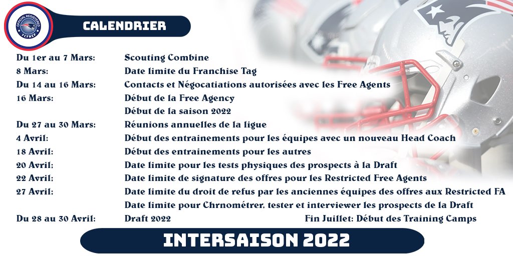 Calendrier Xtra 2023 Ne Patriots France - Fcfnep (@Fcfnep) / Twitter