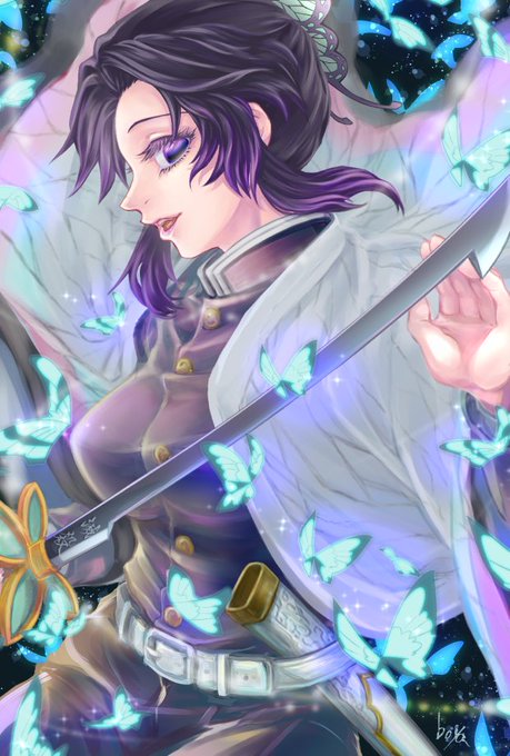 ぼやさんがTwitterに投稿した胡蝶しのぶ(鬼滅の刃)のイラスト。