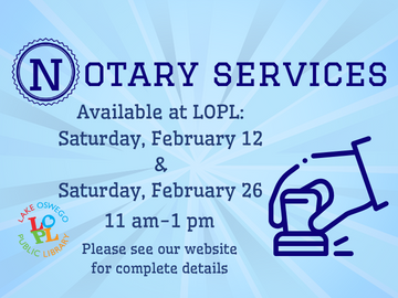 LakeOswegoInfo's tweet image. If you need something notarized @LakeOLibrary can help! A volunteer Notary Public is available 11am-1pm on 2nd &amp;amp; 4th Saturdays in February &amp;amp; March. lakeoswego.city/publicaffairs/… #LakeOswego #GetNotarized