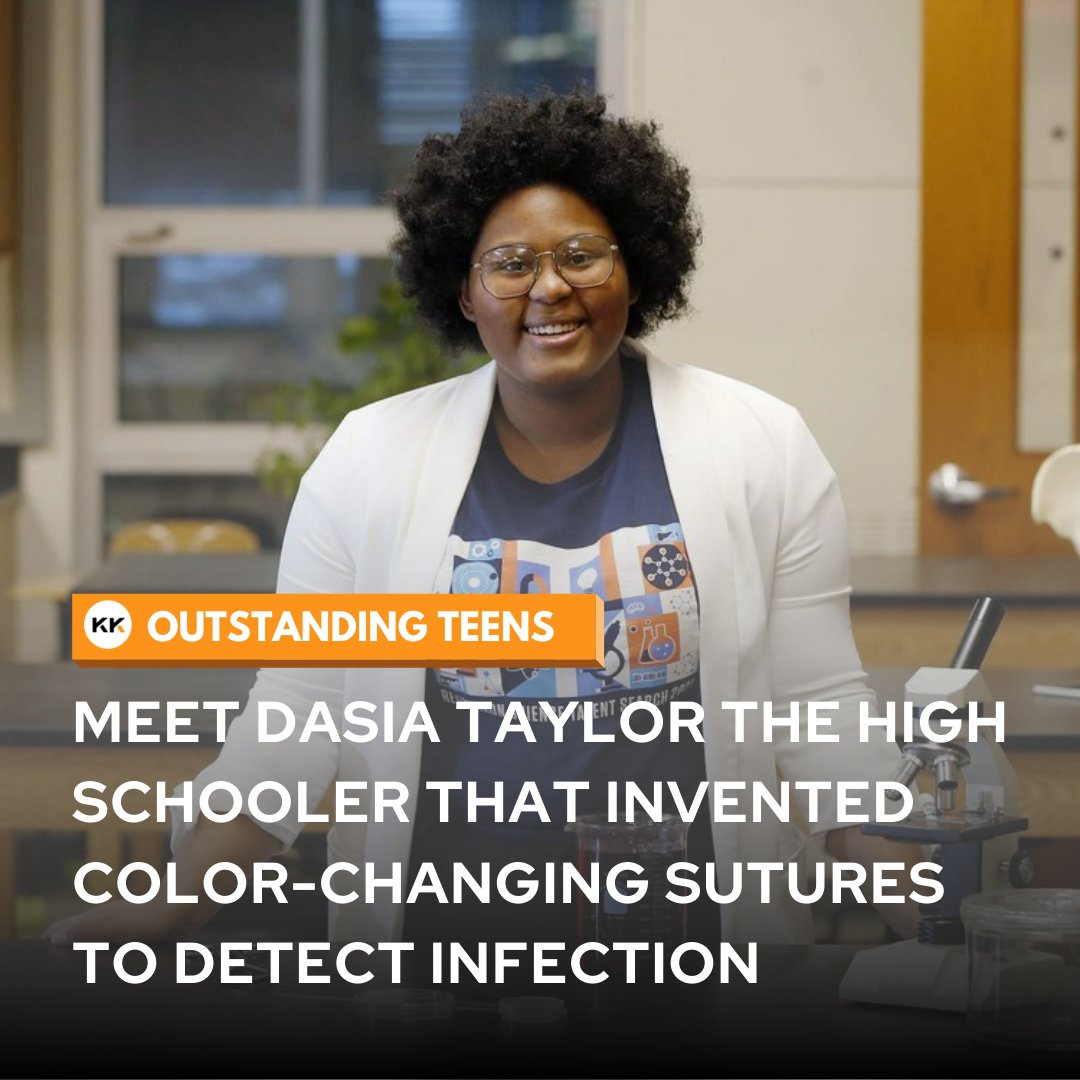 KuntryKidz's tweet photo. This 17-year-old Iowa scientist invented color-changing sutures to detect infections early. She won the state science fair, became a finalist in a national competition, and now has her sights set on a patent. Again, she's only 17! How awesome is that?! https://t.co/RP4eAQjLOO https://t.co/hWy3O5QAOk