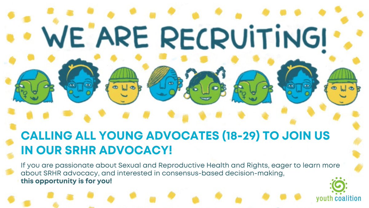 Are you a young person passionate about SRHR advocacy? Are you passionate about decolonizing decision-making spaces?

Apply to join the YCSRR as a member! 🎉 Don't forget to apply before March 4th.

Application form ➡️ forms.gle/KHAYd8EkfnYPbZ…