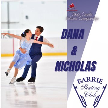 BSCSkating's tweet photo. ⭐️Wishing our Barrie Skating Club member Nicholas and his partner a TS&amp;CC member Dana the best of luck at 
✨Skate Canada National Championships in Calgary✨
Dana and Nicholas Train with @SkateMariposa in Barrie🇨🇦
@skateontario @skate_canada 

 #Icedance #Competitors #icedancers https://t.co/0w2dYM6zq5