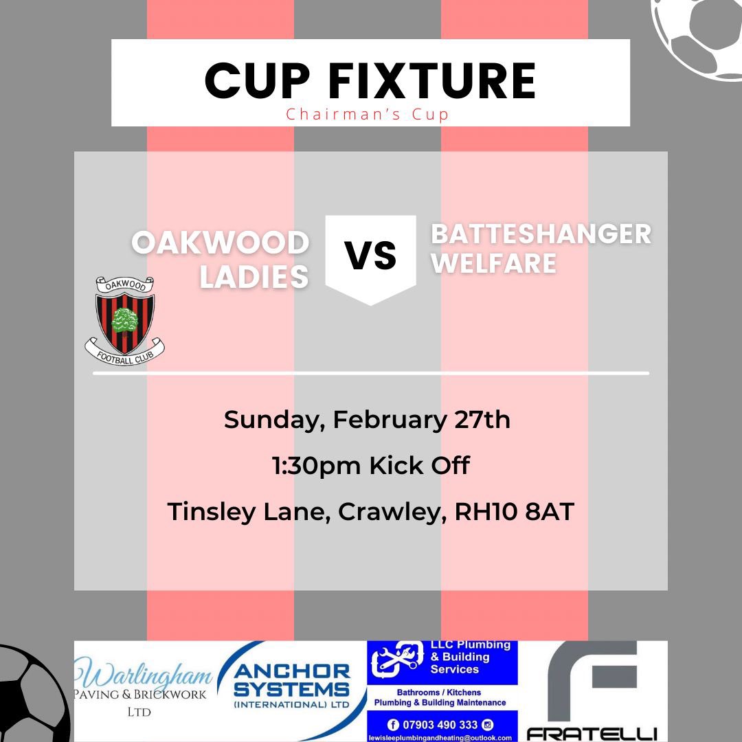 This weekend our ladies play in the semi final of the chairman’s cup against Batteshanger Welfare kick off 13:30.. Come Down and support the team <a href="/SECWFLnews/">SECWFL</a> <a href="/OakwoodFC/">Oakwood FC</a>