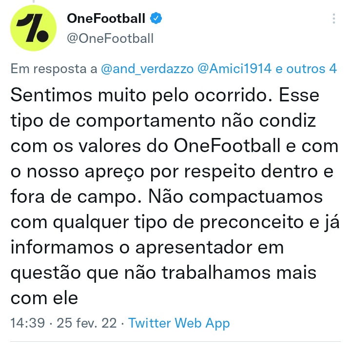 Amici1914's tweet photo. Parabéns a @OneFootball pelo posicionamento. 👏🏼👏🏼👏🏼 https://t.co/mmcMJeQgVF