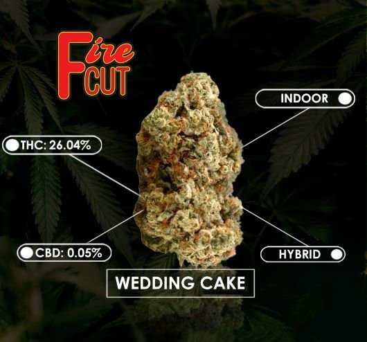 BudCars420's tweet photo. Fire Cut Wedding Cake Indoor Smalls 14g. Hybrid THC: 26.04% CBD: 0.05%. Wedding Cake, also known as "Triangle Mints #23," is a potent indica-hybrid marijuana strain made by crossing Triangle Kush with Animal Mints. #FireCUT #WeddingCake #BudCars https://t.co/yeiF8ze5IQ