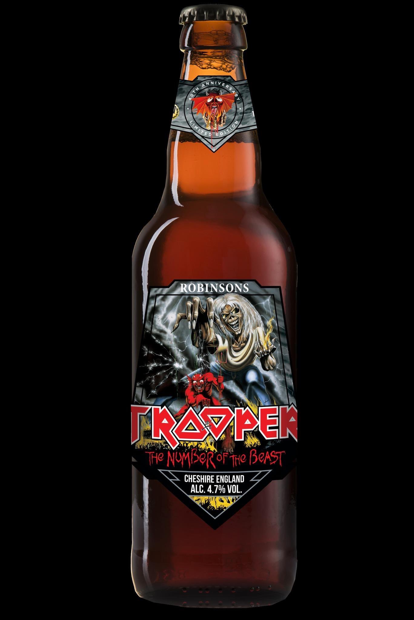 IRON MAIDEN Trooper RED N AND BLACK Beer Bottle UK Limited Edition with Top Used 