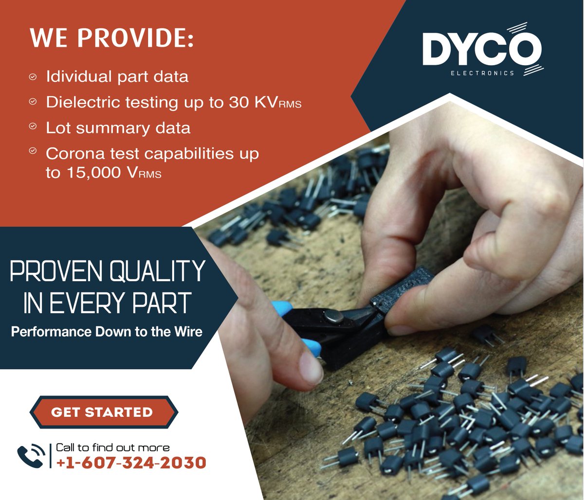 DycoElectronics's tweet image. DYCO has installed the newest, high speed, computerized testing equipment to ensure our components have the best #quality. From #CustomMagnetics to a wide range of stock components, we can provide for YOU.
#ElectronicAssemblies #CustomTransformers