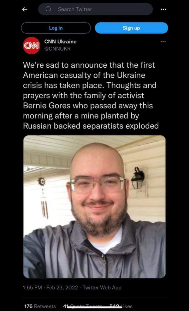 AllianceXrp's tweet photo. The same person "executed" by the Taliban in Afghanistan is also the first American fatality in the "Ukraine crisis". https://t.co/YXKlqls9gg
