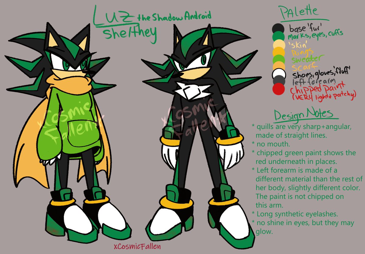 xCosmicFallen's tweet photo. ref for my shadow android oc, luz! 
#sonicthehedgehog #sonicfanart #sonicoc #luztheshadowandroid #shadowandroid #xcosmicfallen #artistsontwitter https://t.co/EmO282eG4c
