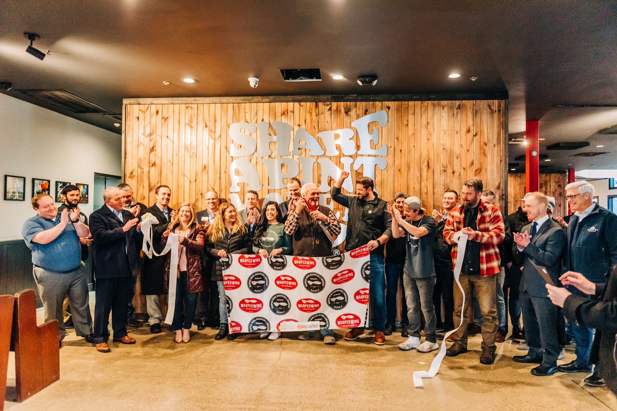 warpedwingmason's tweet photo. Sending a huge thank you to the @madechamber for hosting our ribbon cutting this morning! We're so excited to be a part of this community and are looking forward to sharing many pints and making lots of new friends here in Mason, O.

Thank you for such a warm welcome! Cheers 🍻 https://t.co/OI0aT5MlIS