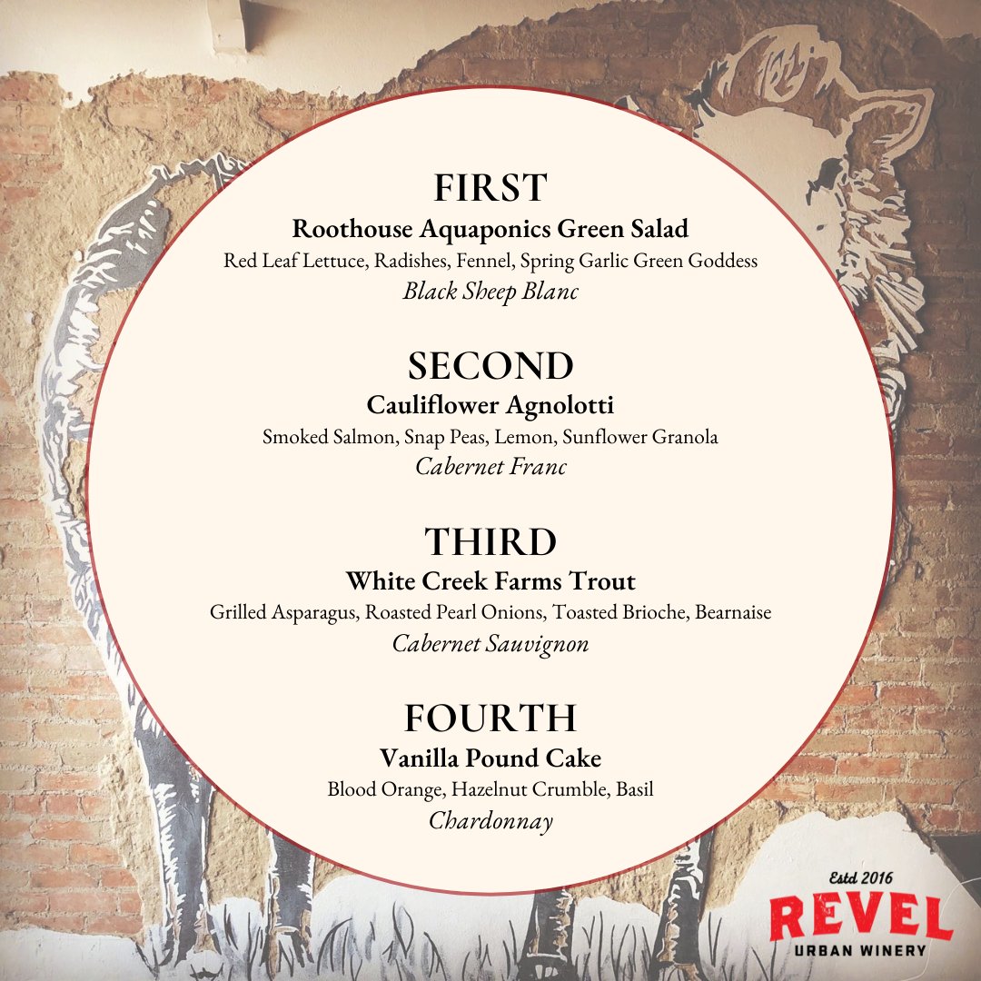 Discover the menu for the Revel Wine Dinner in partnership with Revel OTR Urban Winery next Friday, March 4th! Swipe to see our Lent-friendly menu - available as an option at check out. 
Grab your tickets and learn more, bit.ly/3LGUONC 🍷