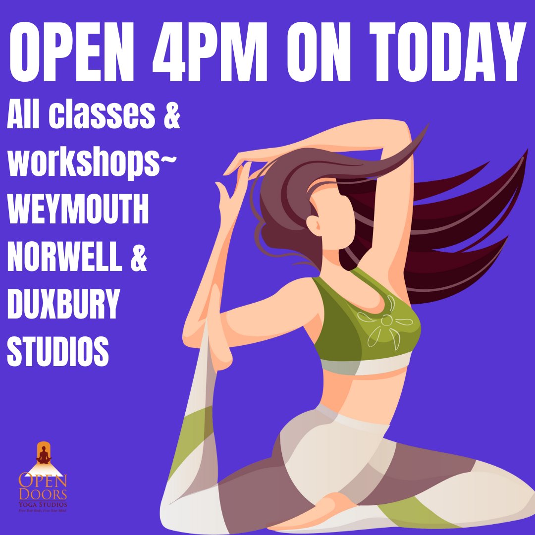 opendoorsyoga7's tweet image. All classes and workshops are running today (Friday, February 25) from 4PM on today in our Weymouth, Norwell, and Duxbury Studios. Drive carefully. Let's flow!

#opendoorsyogastudios #winteryoga #eveningyoga #yogaworkshops #yogaclasses #southshorema #yoga #hotyoga