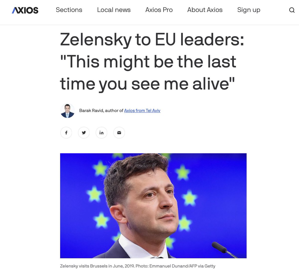 Зе на видеоконференции с европейскими лидерами заявил: «Возможно, это последний раз, когда вы меня видите живым».
Обращаюсь к ближайшему окружению Зе: отнимите у него шнурки, режущие предметы, таблетки и слишком большие дозы его порошка.Явно же суицидальные наклонности проявляет!