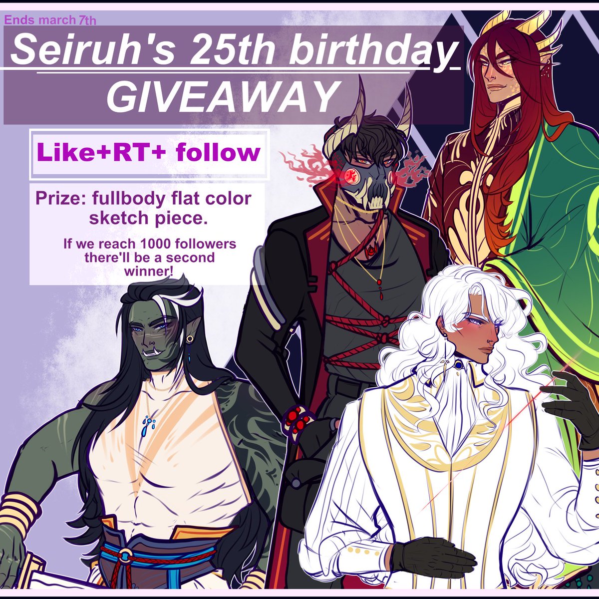 Seiruh_DP's tweet image. My birthday is on the 7th of march and I wanted to do something special for it 😌
Like, RT and follow to participate! 
Leave a ref of your character if you'd like 💖