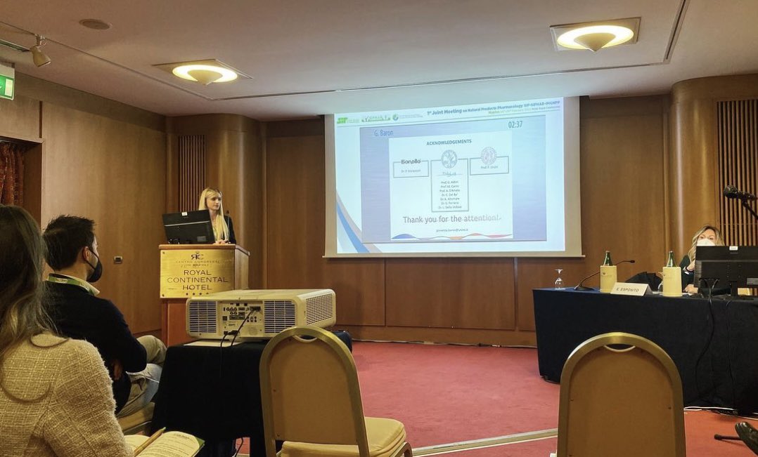 baron_giovanna's tweet photo. Today I showed some preliminary results of a pilot study on healthy volunteers treated with a grape seed extract produced by Bonollo at the 1st Joint Meeting on Natural Products Pharmacology @SIFfarmacologia great meeting!! https://t.co/Zi1fZZU1o1