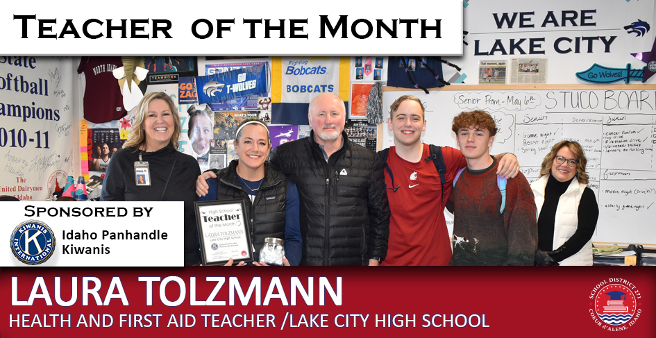 Celebrating our Panhandle Kiwanis High School Teacher of the Month, Laura Tolzmann. She teaches health &amp; first aid at Lake City High School. Principal Deanne Clifford said "We would not be the same without her encouraging voice. She exemplifies what it means to be a Timberwolf!"