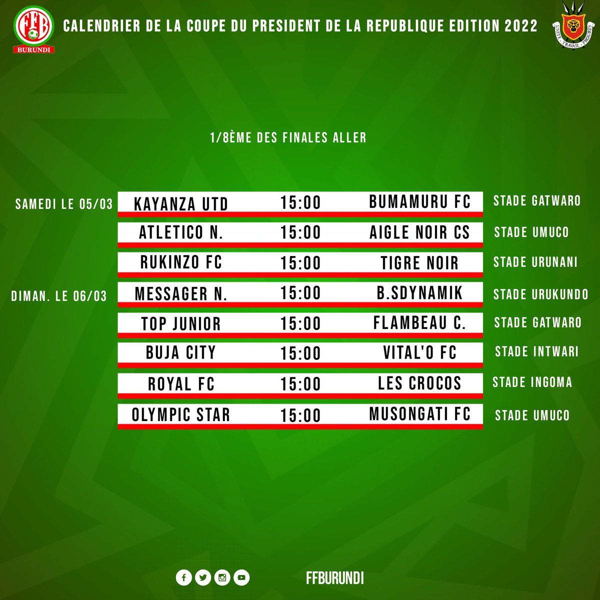 Calendrier Ffb 2023 Sport257 News 🇧🇮 (@Sport257News) / Twitter