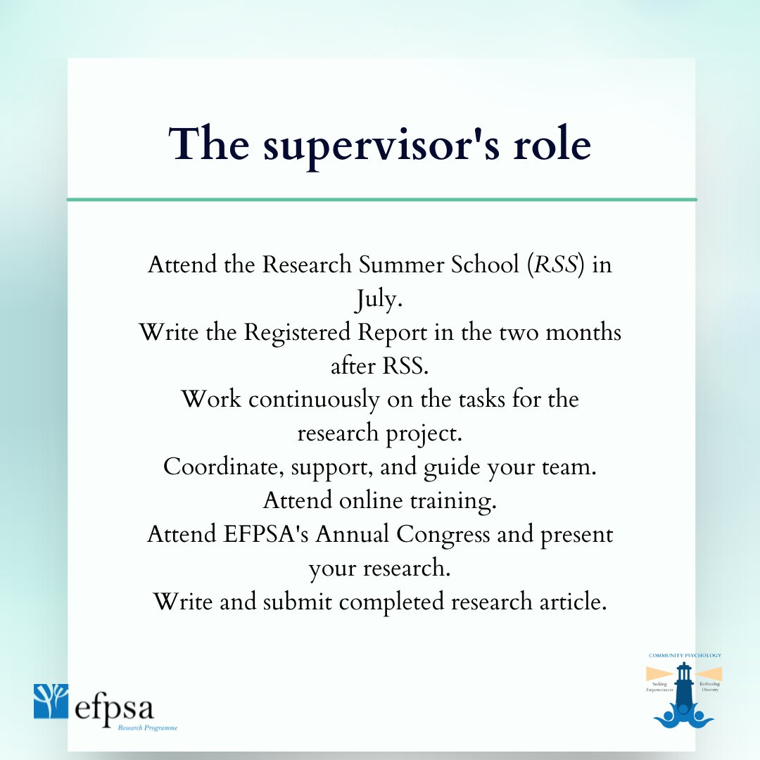 RP_efpsa's tweet photo. Are you a PhD or PostDoc researcher interested in improving your current skills in research project management while diving into a cross-cultural study? Then the 16th EFPSA Research Summer School is just what you have been waiting for! ✨Apply now: https://t.co/KmniTtOL4i https://t.co/tT1nusNUAH