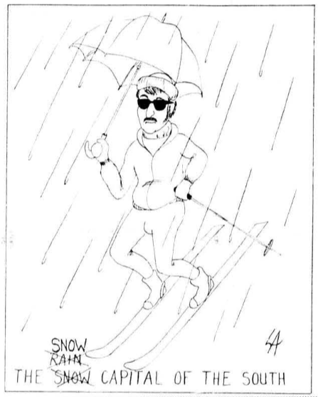 AppStateSCRC's tweet photo. It's that time of year! Will it be snow or rain on the slopes? This editorial cartoon from the February 9, 1971 student newspaper, The Appalachian, shows that this uncertain weather has been typical in northwestern NC for awhile! #SnowOrRain #Appalachia https://t.co/4srZtAtxt5