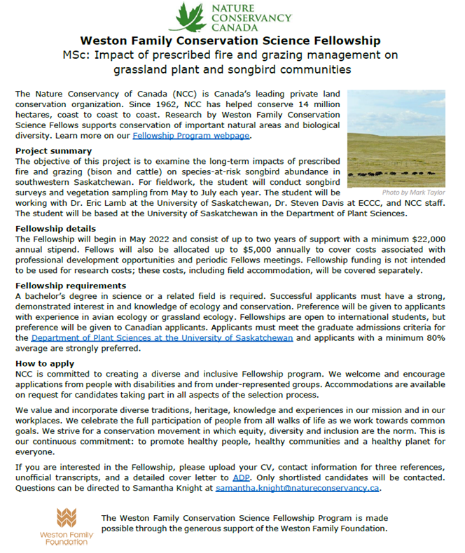 Academic twitter – how do you recruit grad students? Where do you share opportunities?

I'm having trouble finding interested Canadians for a funded MSc project at U of S with <a href="/NCC_CNC/">NatureConservancy.ca | Conservationdelanature.ca</a> &amp; ECCC. Research is on habitat management + plants &amp; at-risk songbirds. 1.adp.com/LJNCbX7HAA7