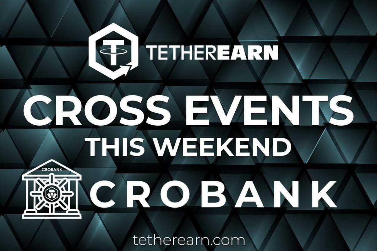 TetherEarn's tweet image. We are happy to announce that we will have 3 cross events with CroBank @cro_bank this weekend!
Mark these dates:
Saturday (26-2-2022) 16:00 UTC
Saturday (26-2-2022) 20:00 UTC
Sunday (27-2-2022) 13:00 UTC

More details about our cross events will follow tomorrow. Stay tuned!