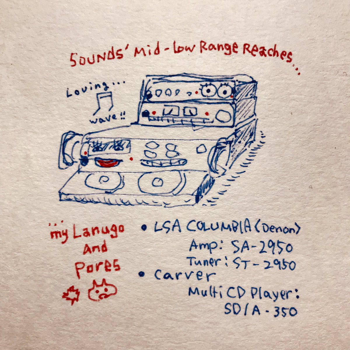bananapple's tweet photo. 🎵 Sounds' Mid-low range reaches my Lanugo and pores.
💓Loving...
☻ LSA COLUMBIA : SA-2950 & ST-2950 (Amp & Tuner)
☻ CARVER : SD/A-350 (Multi CD Player, Changer)
#LSACOLUMBIA (#Denon) #CARVER
#AudioPhile #VintageAudio #SoundWave #LoFiSound 🖌🎶 https://t.co/c9QADiwxfY