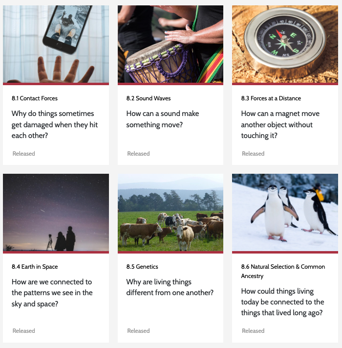 All 6 units for 8th grade are complete and available for download from our website. 

This big milestone marks the completion of our middle school program, which means that ALL educators have access to #free #highquality science materials that fully meet the #NGSS!