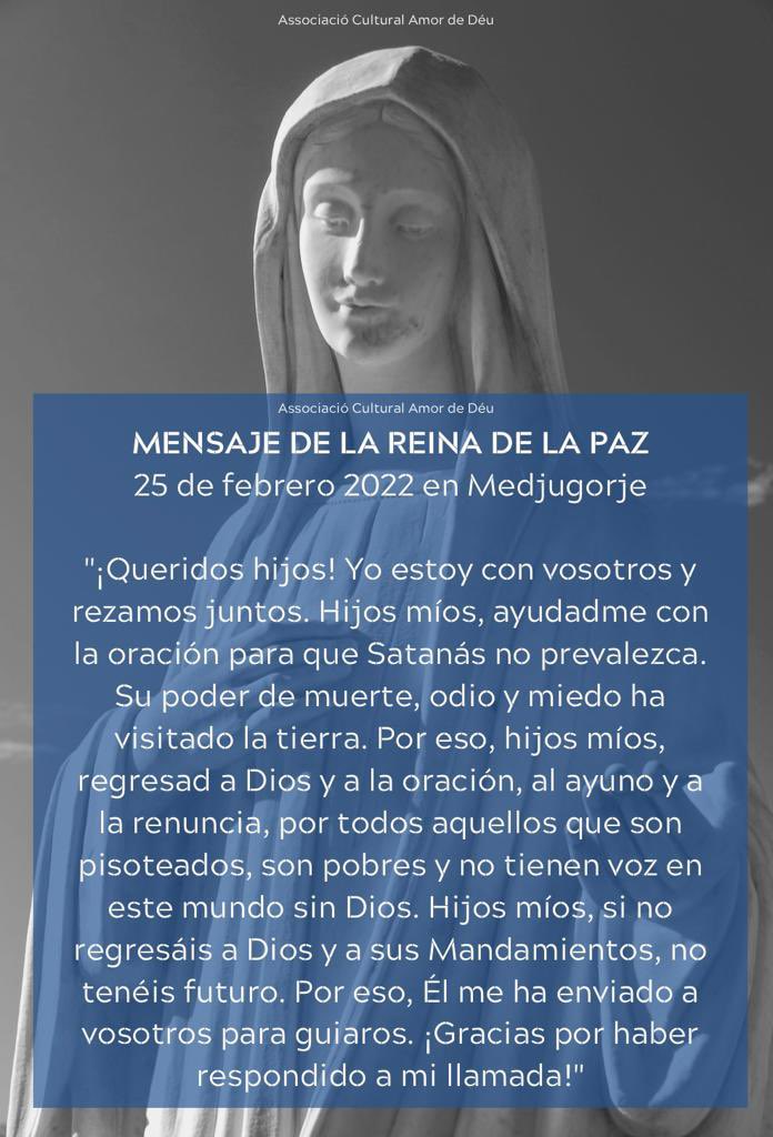 Medjugorje_ES's tweet photo. Mensaje del 25 de febrero de 2022 en Medjugorje ❤️🙏🏻😇 https://t.co/vOwS4zRKdt