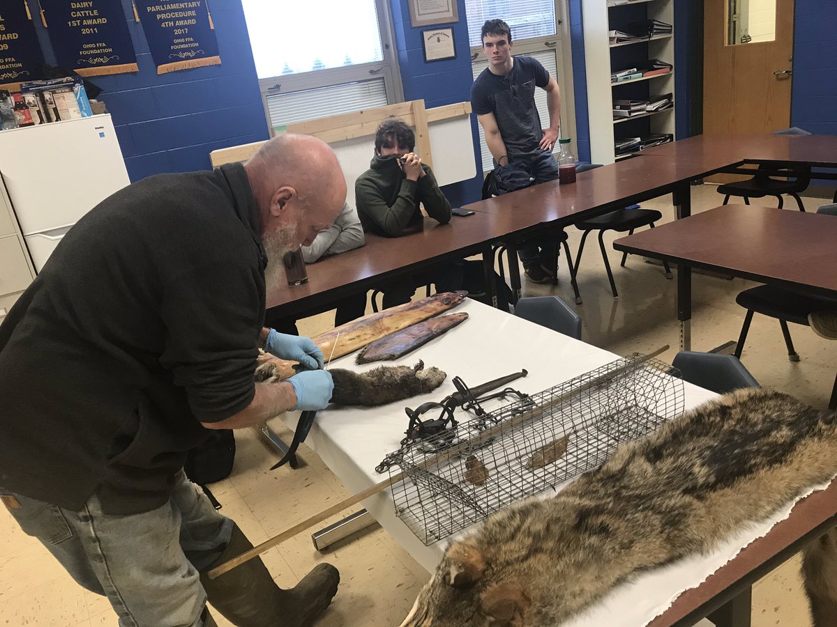 wb_ffa's tweet photo. Our newest class, Outdoor Conservation Adventures got a real treat today. Thank you Steve McConnell for the trapping and skinning demonstrations today! https://t.co/S8IHq0toKl