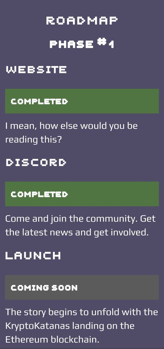bit_citizen's tweet image. Just dropped the roadmap for @kryptokatanas.
Check it out. 
This is getting real