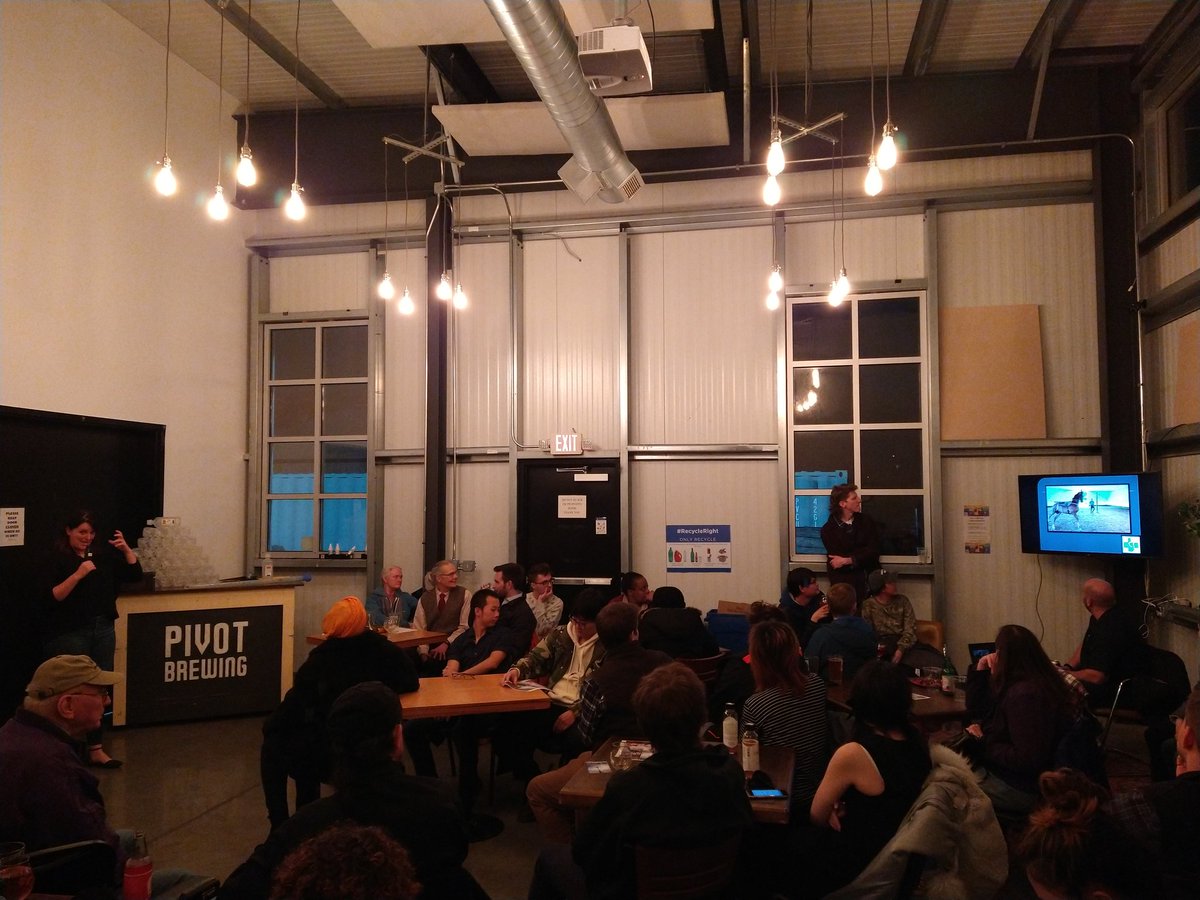 eis_uky's tweet photo. Dr. Katy Dern talks dynamic endoscopy of working horses at @PivotBrewing
#EverythingScienceLex https://t.co/ysAOsRAiLp