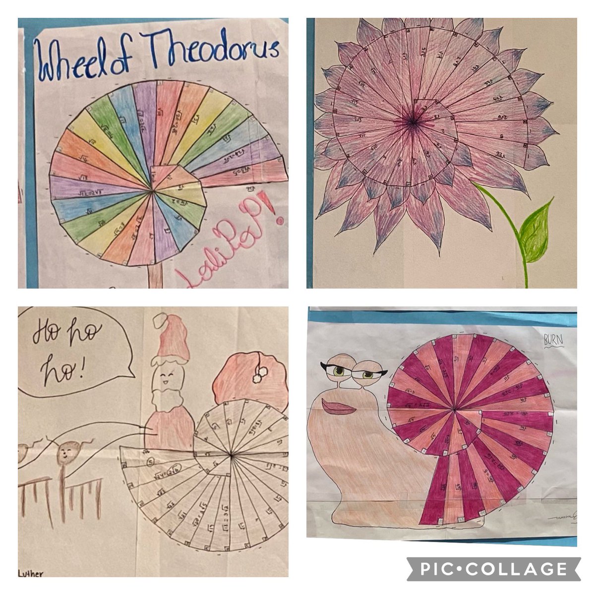 RaeSalargo's tweet photo. 8-4 Math 1 Pythagorean Spirals #salemproud https://t.co/qtn5RlC6Nv