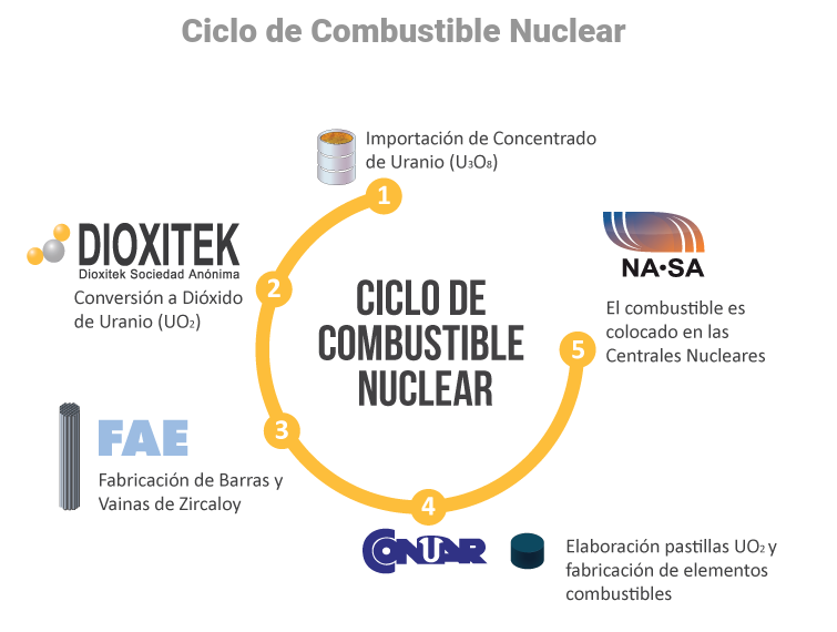 DefLaCienArg's tweet photo. ⚛️ Un ejemplo de cómo funcionan los encadenamientos en el #SectorNuclear 🇦🇷, por su misma concepción:
Dioxitek¹ produce el dióxido de uranio de pureza nuclear que emplean CONUAR y FAE para elaborar los elementos combustibles* que emplea NA-SA² en, x ej., la Central Embalse³ 
+ https://t.co/jIwruIJMIK