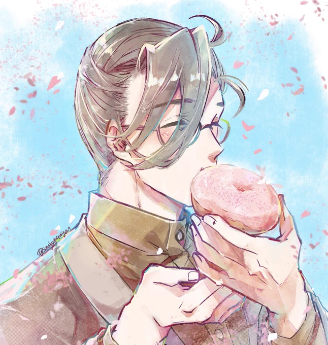 あとこれはさくらドーナツを食べる山南さん🌸 