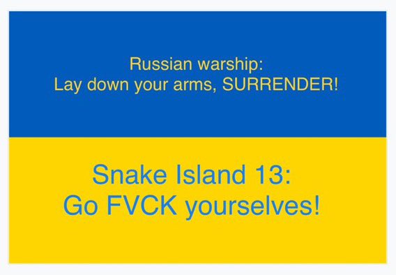 JohnDow66961213's tweet photo. Remember the snake Island 13 heroes of Ukraine 🇺🇦 #SlavaUkraini #DefendUkraine #RussiaUkraineWar https://t.co/B4Ol6qlV74