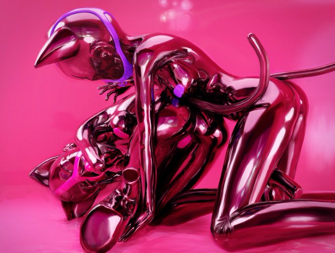 ピンクのライトをあてたラバーで頭のてっぺんから足の爪先まで覆われた女の子達という日常から遠く離れた異質な表現物と化した存在について深く考えてみると淫靡とは対極な一種の芸術的な方向性をみいだすことができるが最終的に創作者のリビドーによるラバーフェチシズムに帰結するこ…………。 