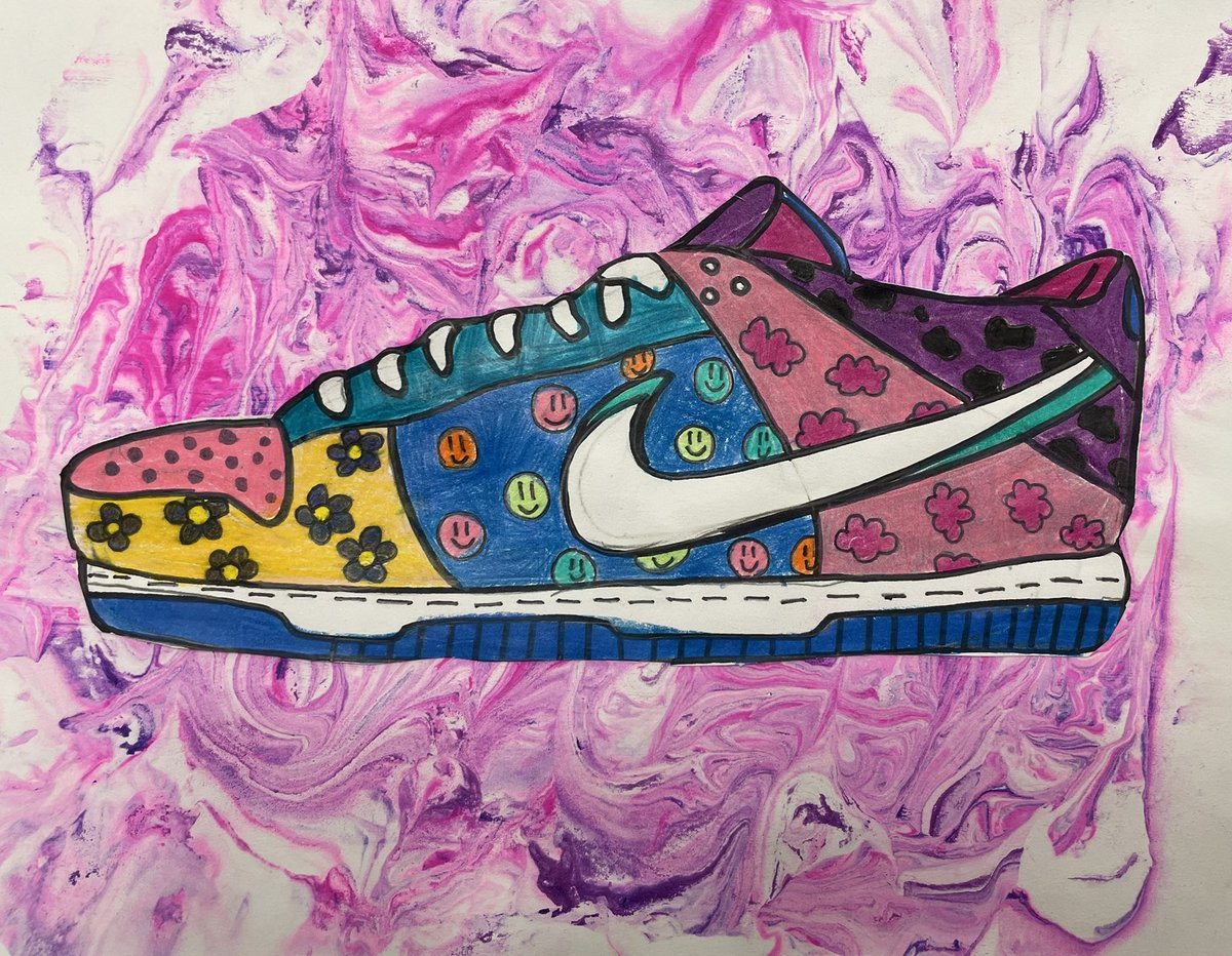 My 5th graders understood the assignment! Sneaker drawings and designs turned out fabulous! ❤️ #elementaryart #artteacher <a href="/KESIndians/">KempsvilleElementary</a>