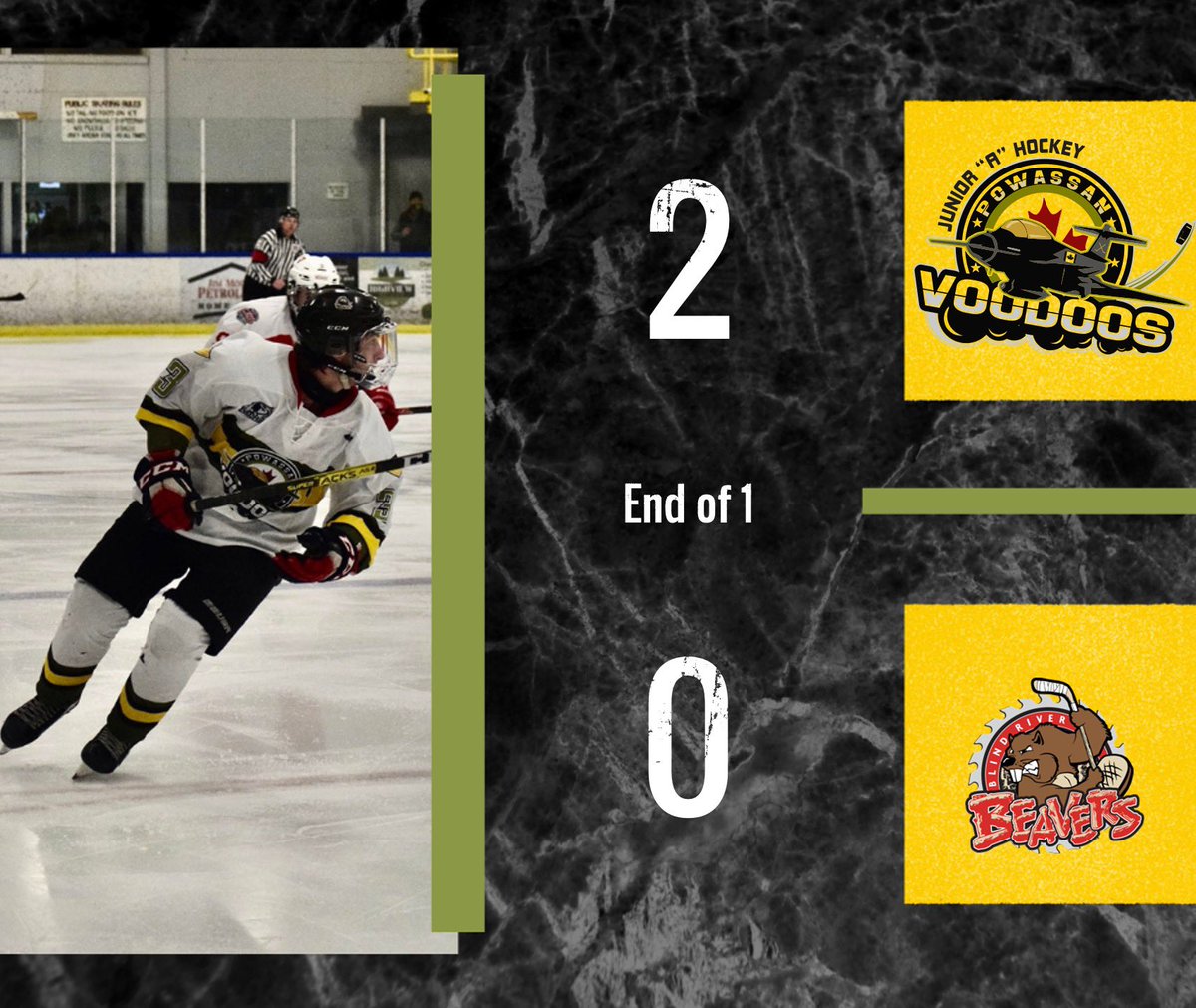 VoodoosNOJHL's tweet photo. AFTER ONE | Richardson bangs home a rebound and MacQueen-Spence finishes off a nice set up from McLellan and the Voodoos lead 2-0 after one!
SOG: POW 9 | BR 7
#FindAWay #POWvsBR https://t.co/70lYuoWLG6