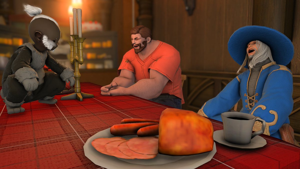 Berneirffxiv's tweet photo. Hello from the magic tavern, I am your host @misterarnie  with my cohosts @chuntttttt and @usidoretheblue 

I Redid my Fc vermilion minotaur and had to get a new shot of the gang 
#ffixv #hellofromthemagictavern #gpose #hftmt #ff14 #podcasts #vermilionminotaur #boysnight https://t.co/dLkefMKCtG