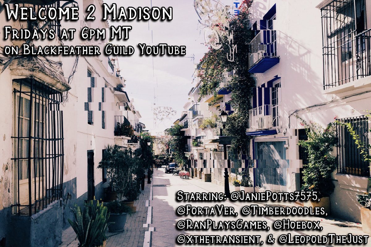 TheRavvyn's tweet photo. We are LIVE at 6pm MT with "Welcome 2 Madison Ep. 5"! Come watch this FUNdamental RPG surreal horror game with an incredible cast &amp; story!
https://t.co/fZejn9LmS6
#BlackfeatherGuild #FUNRPG https://t.co/2woOI1Xe9Y