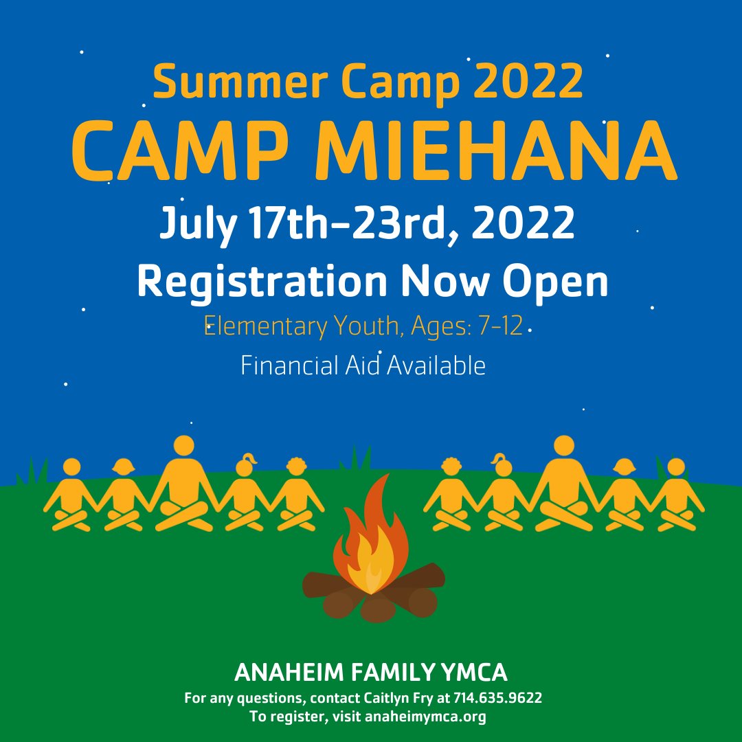 anaheimymca's tweet photo. We are happy to announce that Camp Registration is Now Open!
Visit https://t.co/ussJj0FS6U and register Today!
#campmiehana #camp #camp2022 #adventureisoutthere #ycamp #youthcamp #youth #ymca #anaheimymca https://t.co/Ub2COHAvCY