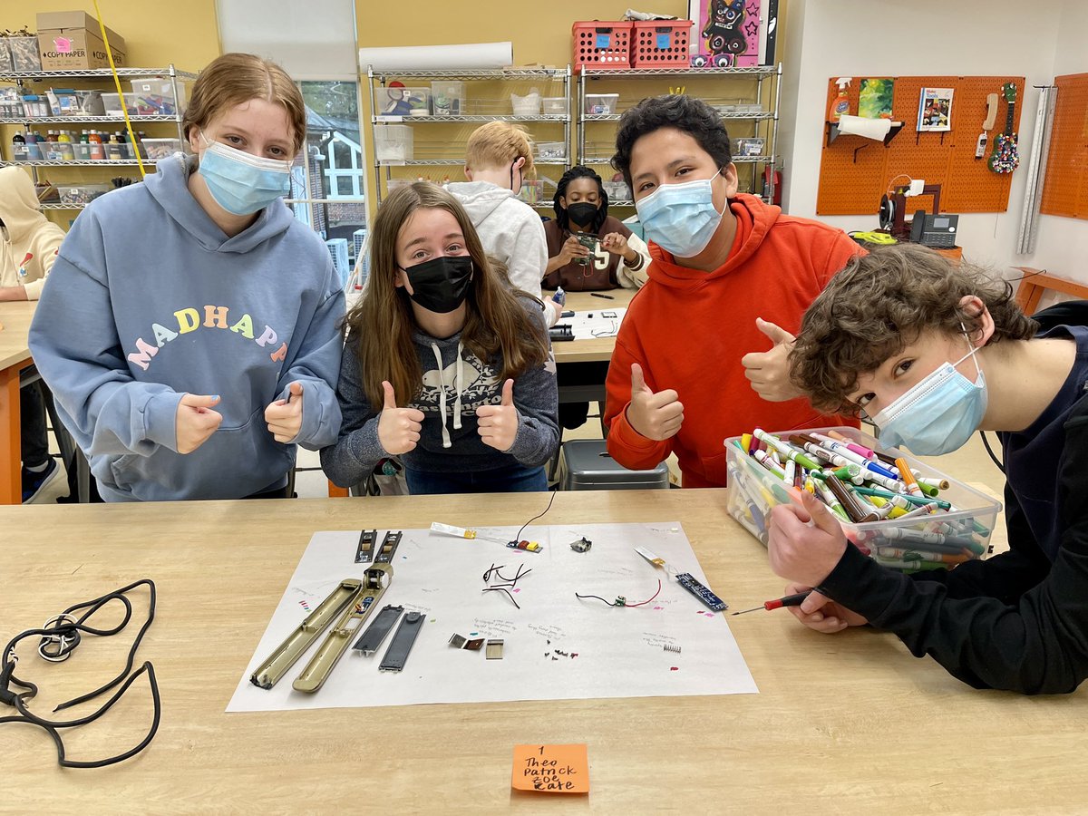 kkullberg's tweet photo. Hide your electronics, friends - our @WISRedDevils students are on a Take Apart spree! :) @msbeckartclass #WISDesignLab @AgencybyDesign https://t.co/EZGHqVNy6R