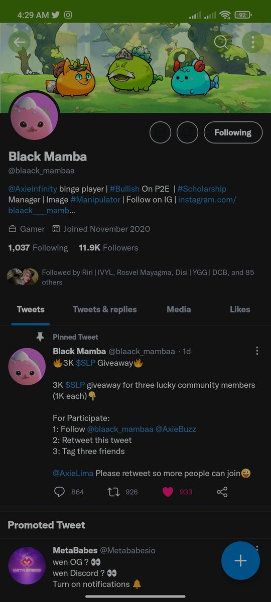jcpuso's tweet photo. @blaack_mambaa @AxieBuzz @AxieLima Done. Thank you for this GA. GL to all. 🥳 

@delaCrocs02 @t33ach @keynixdevera23 https://t.co/lHYZE8HS1W