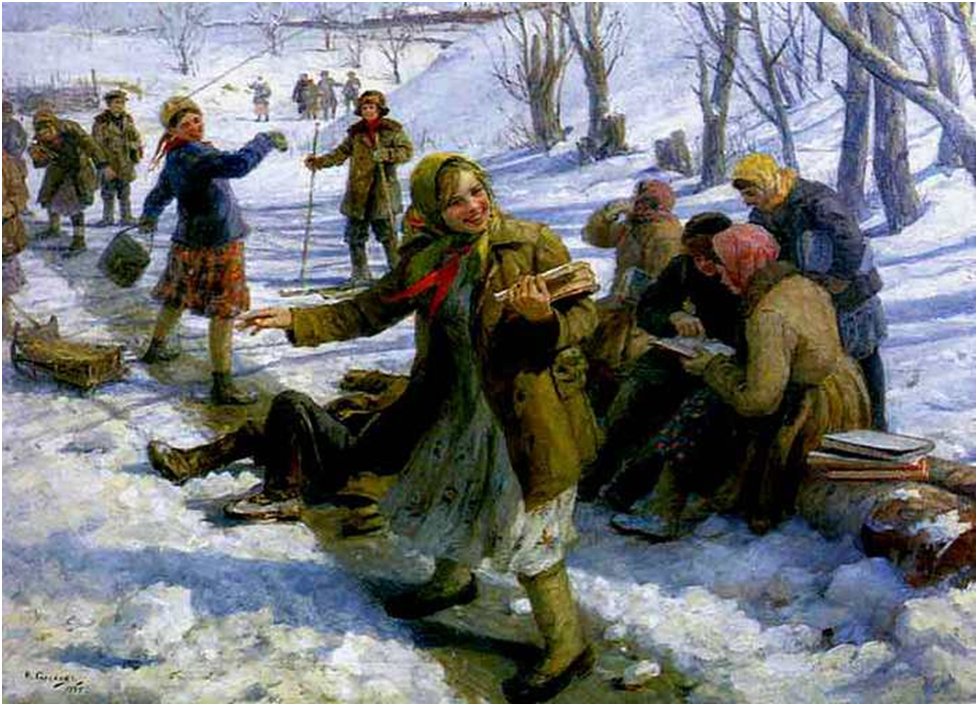 Народный мордовский художник 
Федот Сычков   "С гор" , 1910