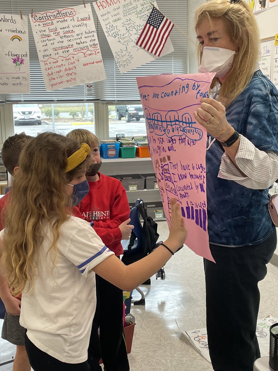 MrsReidelbach's tweet photo. 2nd graders participate in Math Congress, being sure to use math language in their explanations, “in each” “equal sized” “split between”. @VBGifted @JbdElem @stavajbd https://t.co/B9AqRDt2PZ
