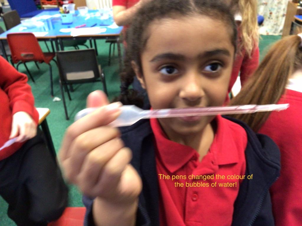 Philiphaughcs's tweet photo. P2/3 have been exploring dissolving  and experimented with different coloured pens and different kinds of paper. Some amazing colours were created 🌈. @SBCEducation1 https://t.co/LCml0iQ7o4