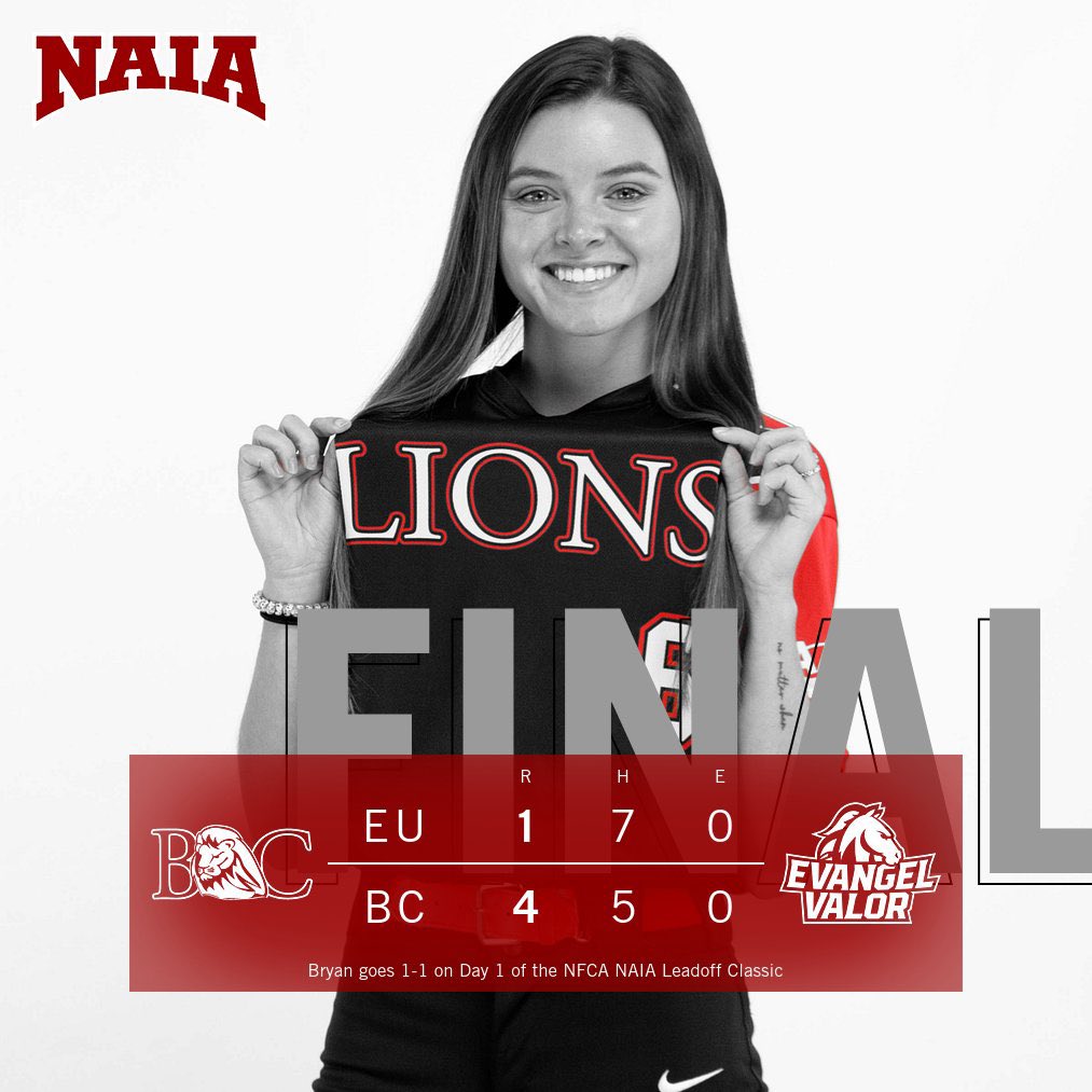 BCLionsSoftball's tweet photo. A great 5th inning gives the Lady Lions the victory over Evangel! We’ll be back in action tomorrow for Day 2! 🦁🥎

#Contend | #WeAreBecauseHeIs https://t.co/xmV6MgoJVc
